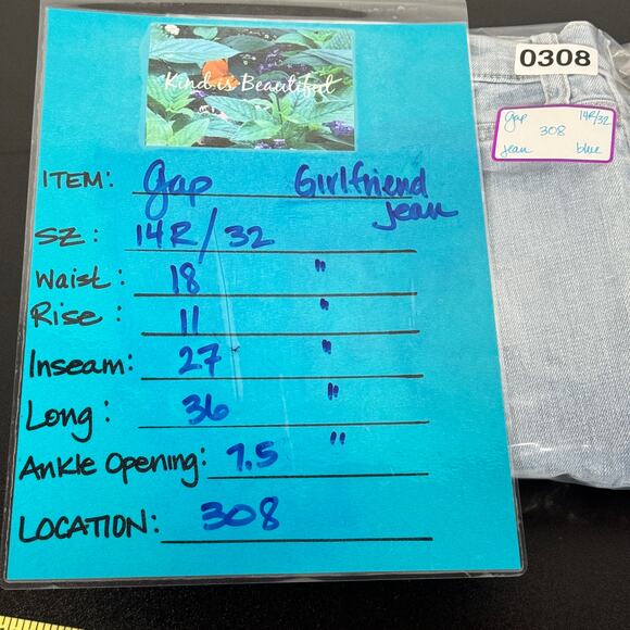 Gap Women's Jeans Girlfriend SZ 14 / 32 Mid Rise Raw Hem Plus Blue - Picture 13 of 13